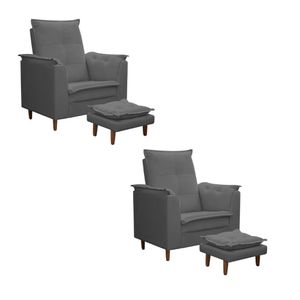 Kit 02 Poltronas Maria Para Amamentação E Descanso Com Puff Confortável Suede Cinza Mabe Magazine