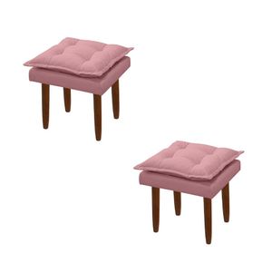 Kit 02 Puff Maria Para Sala De Tv E Estar Quarto Confortável Suede Rose Mabe Magazine