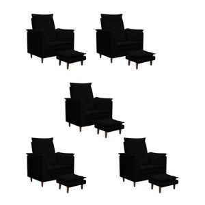Kit 05 Poltronas Maria Para Amamentação E Descanso Com Puff Confortável Suede Preto Mabe Magazine