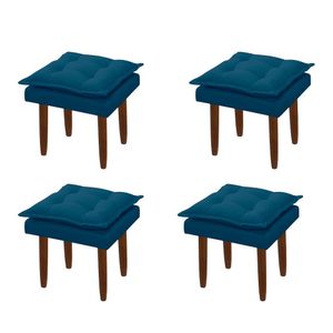 Kit 04 Puff Maria Para Sala De Tv E Estar Quarto Confortável Suede Azul Marinho Mabe Magazine
