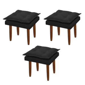 Kit 03 Puff Maria Para Sala De Tv E Estar Quarto Confortável Suede Preto Mabe Magazine
