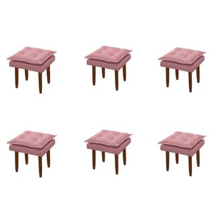Kit 06 Puff Maria Para Sala De Tv E Estar Quarto Confortável Suede Rose Mabe Magazine
