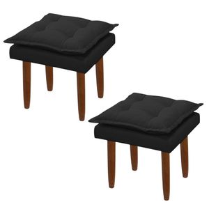 Kit 02 Puff Maria Para Sala De Tv E Estar Quarto Confortável Suede Preto Mabe Magazine