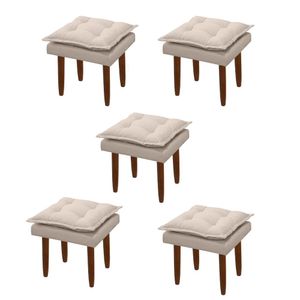 Kit 05 Puff Maria Para Sala De Tv E Estar Quarto Confortável Suede Bege Mabe Magazine