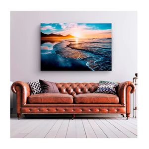 Quadro Paisagens e Natureza Amazing Beautiful Sunset C- Moldura Marrom Tamanho 90 X 60cm