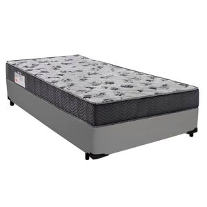 Cama Box Solteiro Sintético + Colchão De Molas Ensacadas - Sereneprime - 88x188x58cm Cor:cinza