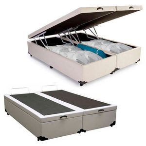 Cama Box Baú Casal Bipartido Sintético Sereneprime Branco 138x188x44