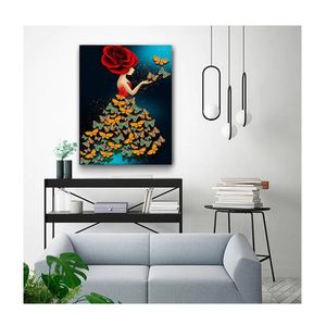 Quadro Arte Conceito Butterfly Mistress C- Moldura Marrom Tamanho 90 X 60cm