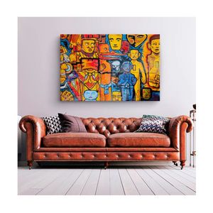 Quadro Abstratos e Geométricos Art Funky C- Moldura Marrom e Vidro Tamanho 120 X 80cm