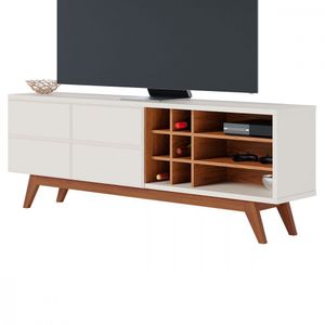 Rack Para Tv Noronha 70 Pol 2 Portas 2 Prateleiras Colibri Off White Matte-freijó