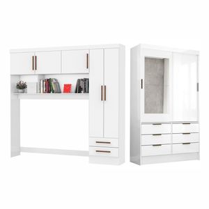 Guarda Roupa Modulado Sevilha Com Espelho Carioca Móveis Branco