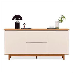 Balcão Buffet Flow 2 Portas 2 Gavetas 163cm Ej Móveis Off White-freijó