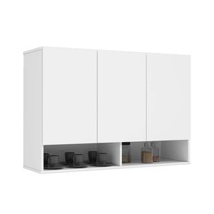 Armário De Cozinha Aéreo Milão 3 Portas 2 Nichos Ej Móveis Branco