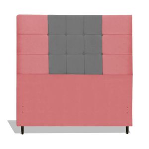 Cabeceira Estofada Box Casal Queen Size Encosto Para Cama Maveric 164x126 Cm Composê Rosa/cinza