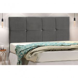 Cabeceira Civic Estofada Com Botão De Strass Para Cama Box Casal 144cm Chumbo