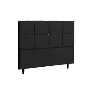 Cabeceira Civic Estofada Com Botão De Strass Para Cama Box Casal 144cm Preto