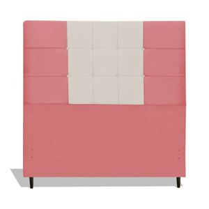 Cabeceira Estofada Box Casal Queen Size Encosto Para Cama Maveric 164x126 Cm Composê Rosa/bege