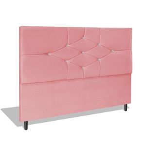 Cabeceira Estofada Box Casal King Size Encosto Para Cama T Cross 195x126 Cm Rosa