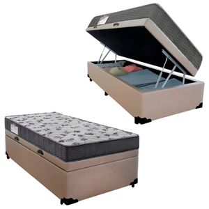 Cama Box Baú Solteiro Sintético + Colchão De Espuma D33 - Sereneprime - 88cm Cor:bege