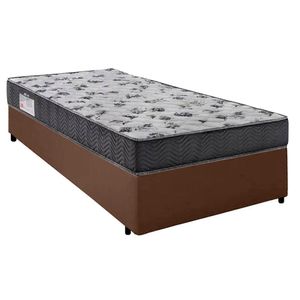 Cama Box Solteiro Sintético + Colchão De Molas Ensacadas - Sereneprime - 88x188x58cm Cor:marrom