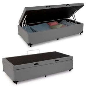 Cama Box Baú Solteiro Sintético Sereneprime Cinza 88x188x44