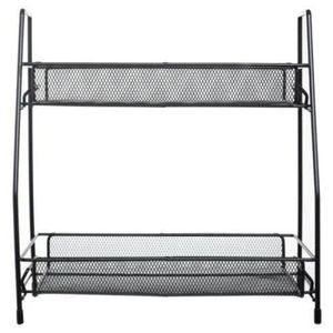 Prateleira Multiuso Metal 2 Andares Organizador Preto 36cm