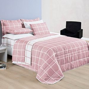 Cobre Leito Queen Dustin Micropercal 200 Fios Dupla Face 3 Peças - Rosa
