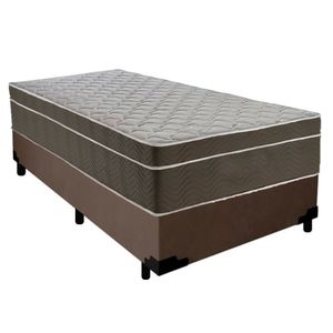 Cama Box Suede Solteiro + Colchão Sereneprime Molas Ensacadas 88x188x65 Marrom