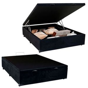 Cama Box Baú Viúva Sereneprime Suede Preto 128x188x44