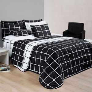 Cobre Leito King Dustin Micropercal 200 Fios Dupla Face 3 Peças - Preto