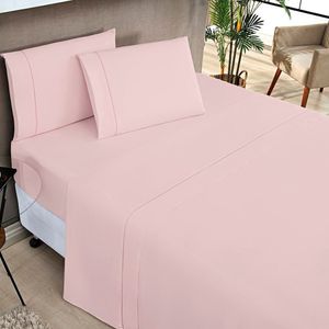 Jogo De Lençol Solteiro Elegance 200 Fios 3 Peças - Rosa