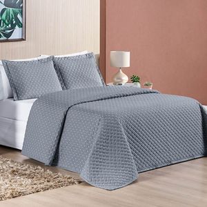 Cobre Leito King Amarilis Micropercal 200 Fios 3 Peças - Cinza