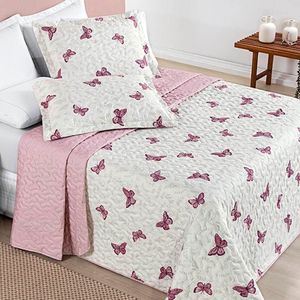 Cobre Leito Queen Dupla Face Avere 200 Fios Estampado 3 Peças Cor Borboletas