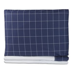 Jogo De Lençol Para Berço Americano 100% Algodão 3 Peças - Grid Azul Marinho