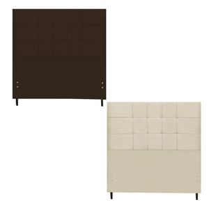 Kit Cabeceira Maveric Estofada Casal 144cm Marrom Botão Tecido + Cabeceira Maveric Solteiro 94cm New Foam
