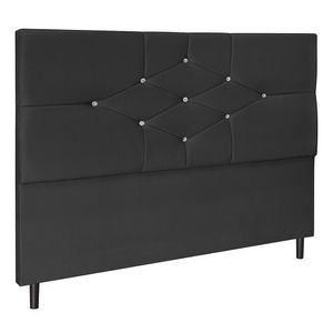 Cabeceira T Cross Preto Estofada Para Cama Box Casal 144cm Quarto Luxo
