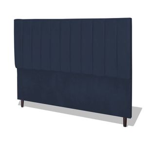 Cabeceira Estofada Box Casal King Size Encosto Para Cama Corola 195x126 Cm Azul Marinho