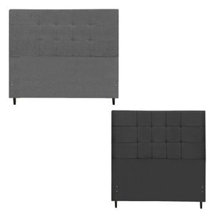 Kit Cabeceira Maveric Estofada Casal 144cm Chumbo Botão Tecido + Cabeceira Maveric Solteiro 94cm Preto