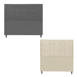 Kit Cabeceira Maveric Estofada Casal 144cm Chumbo Botão Tecido + Cabeceira Maveric Solteiro 94cm New Foam