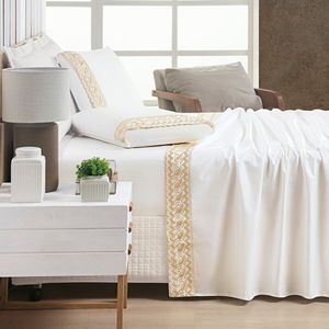 Jogo De Lençol King Supreme Percal 400 Fios Acetinado 4 Peças - Off White