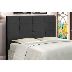 Cabeceira Hylux Estofada Com Botão De Tecido Para Cama Box Solteiro 94cm Preto