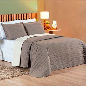 Cobre Leito Casal Padrão Mult Colors Dupla Face Micropercal 200 Fios 3 Peças - Camafeu-palha