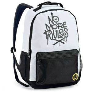 Mochila Costas Escolar Masculina Smile Face Juvenil Branca Denlex