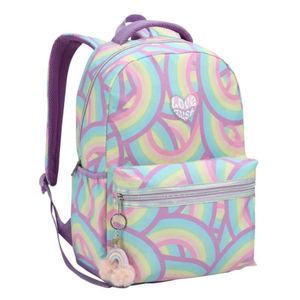 Mochila Costas Escolar Juvenil Love Just Feminina Multicolor Denlex