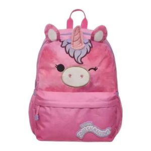 Mochila Costas Squishmallows Unicórnio Menina Rosa Escolar Pacific