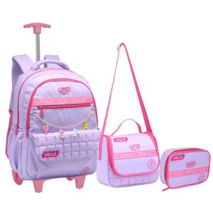 Kit Mochila Rodinhas Lancheira Estojo Chaveiro Escolar Juvenil Infantil Bombom Yepp Roxo