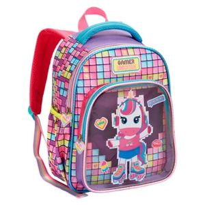 Mochila Costas Escolar Infantil Unicórnio Gamer Festa Feminina Grande Denlex
