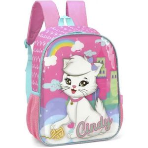 Mochila Costas Cindy Gatinha Infantil Escolar Rosa Luxcel