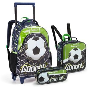 Kit Mochila Rodinha Esporte Escolar Infantil Menino Futebol Seanite