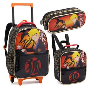 Kit Mochila Rodinhas Naruto Estojo Lancheira Infantil Escolar Menino Denlex
